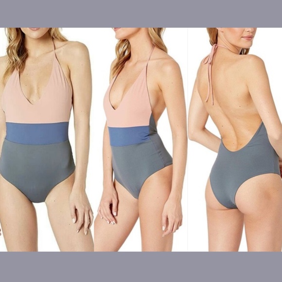NWT Tavik [ XS ] Chase Colorblock One-Piece Swimsuit Desert Rose/ Grey‎ - Picture 3 of 12
